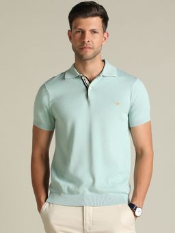 Dockers - Men Solid Green Polo Neck Classic Fit T-Shirt