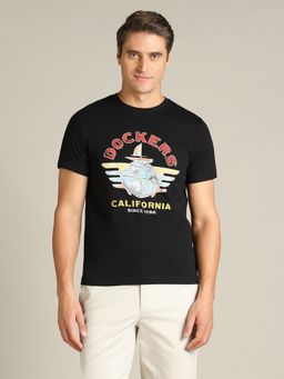 Dockers - Men Black Round Neck Classic Fit T-Shirt