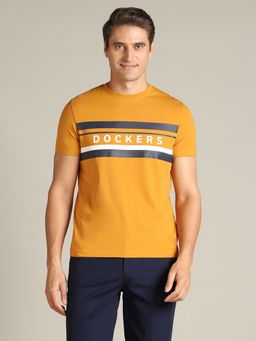 Dockers - Men Graphic Print Brown Round Neck T-Shirt