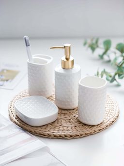 The Better Home - Bathroom Accessory Set Of 4, White