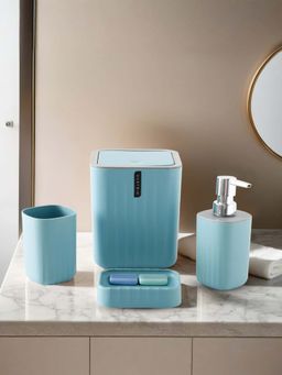 The Better Home - Bathroom Accessories Set Of 4, Blue