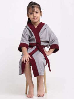 Creeva - Kids Bathrobe Comfortable Belted & Pocket Grey