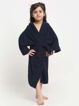 Creeva - Kids Bathrobe Comfortable Belted & Pocket Navy Blue