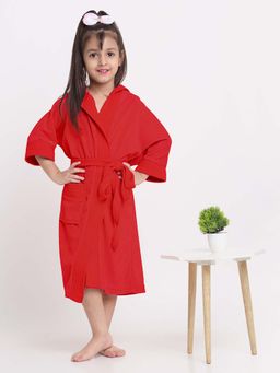 Creeva - Kids Bathrobe Comfortable Belted & Pocket Red