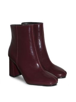 Saint G - Solid Maroon Leather Zipper Ankle Boots