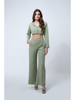 Nuvean - Women Olive Viscose Embellished Co-Ord Set