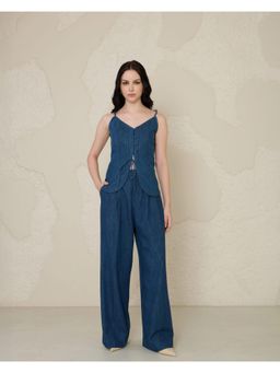 Nuvean - Women Blue Denim Stripes Co-Ord Set