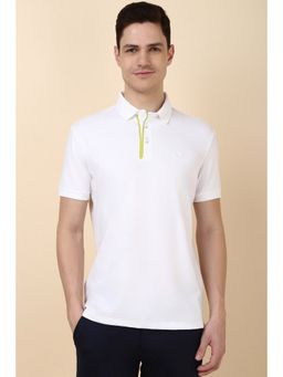 Allen Solly - Men White Solid Polo Neck T-Shirt