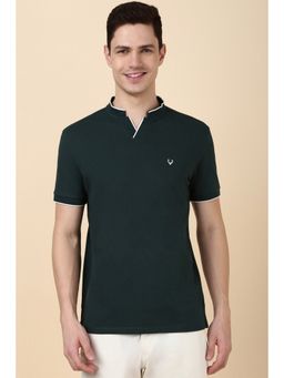 Allen Solly - Men Green Solid Henley Neck T-Shirt