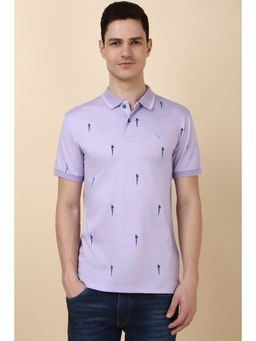 Allen Solly - Men Lavender Print Polo Neck T-Shirt