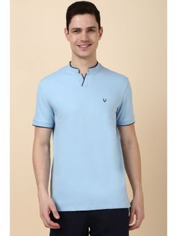 Allen Solly - Men Blue Solid Henley Neck T-Shirt