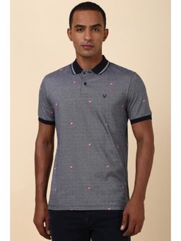 Allen Solly - Men Grey Print Polo Neck T-Shirt