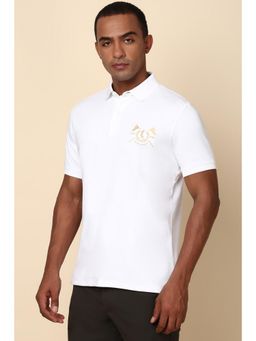 Allen Solly - Men White Solid Polo Neck T-Shirt