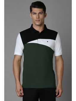Louis Philippe - Men Green Print Polo Neck T-Shirt