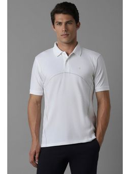 Louis Philippe - Men White Print Polo Neck T-Shirt