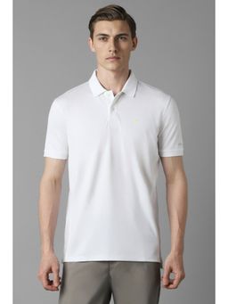 Louis Philippe - Men White Printed Polo Neck T-Shirt