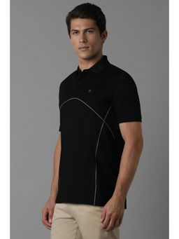 Louis Philippe - Men Black Print Polo Neck T-Shirt