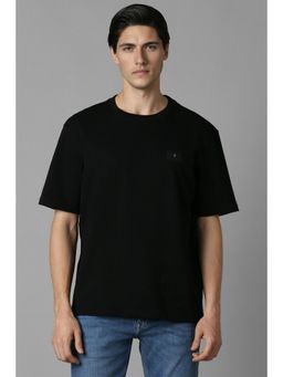 Louis Philippe - Men Black Solid Crew Neck T-Shirt