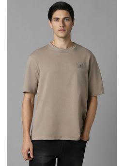 Louis Philippe - Men Brown Solid Crew Neck T-Shirt