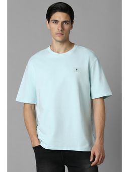 Louis Philippe - Men Blue Solid Crew Neck T-Shirt