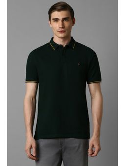 Louis Philippe - Men Green Solid Polo Neck T-Shirt