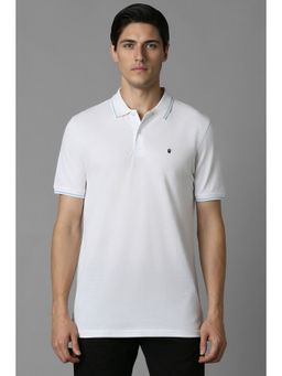 Louis Philippe - Men White Solid Polo Neck T-Shirt