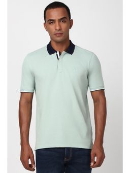 Peter England - Men Green Solid Polo Neck Polo T-Shirt