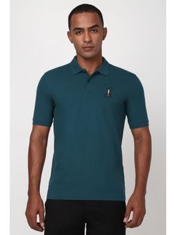 Peter England - Men Green Solid Polo Neck Polo T-Shirt