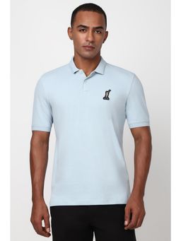 Peter England - Men Blue Solid Polo Neck Polo T-Shirt