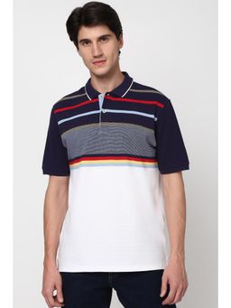 Peter England - Men White Print Polo Neck Polo T-Shirt