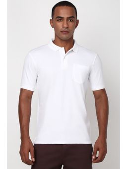 Peter England - Men White Solid Polo Neck Polo T-Shirt