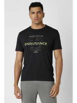 Van Heusen - Men Black Print Crew Neck T-Shirt