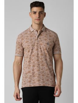 Van Heusen - Men Brown Print Polo Neck T-Shirt