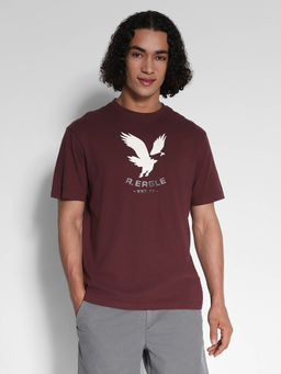 American Eagle - Men Burgundy Logo Graphic T-Shirt