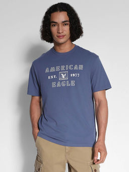 American Eagle - Men Blue Logo Graphic T-Shirt
