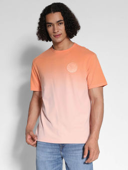 American Eagle - Men Pink Dip Dye Logo Graphic T-Shirt