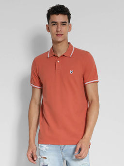 American Eagle - Men Orange Slim Fit Tipped Flex Pique Polo Shirt