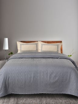 Saral Home - Woven Blue Cotton Bedsheet Double 90x100 Inch + 2 Pillow Covers