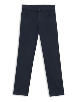 Cantabil - Boy Mid Rise Navy Blue Solid Casual Trouser