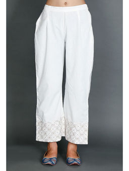 Tjori - Palazzos with Beige Kantha Embroidery