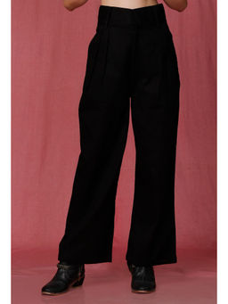 Tjori - Black Plain Linen Pant