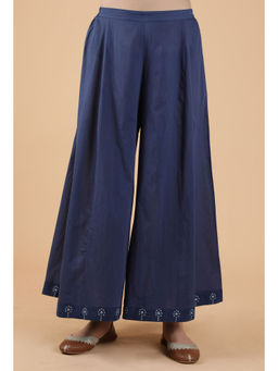Tjori - Solid Blue Flared Kalidar Palazzo