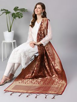 Dupatta Bazaar - Womens Banarasi Silk Dupatta with Floral Weaving