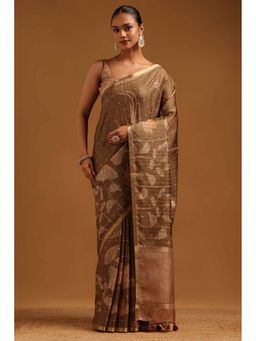 Soch - Womens Olive Tussar Saree with Unstitched Blouse