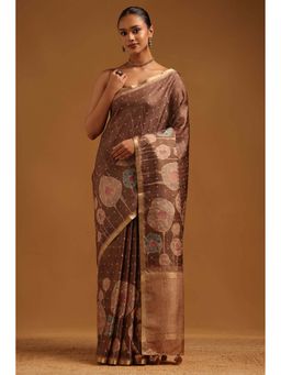 Soch - Womens Earth Tussar Saree with Unstitched Blouse