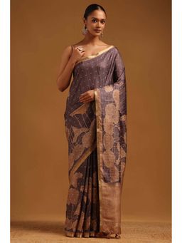 Soch - Womens Lavender Tussar Saree with Unstitched Blouse