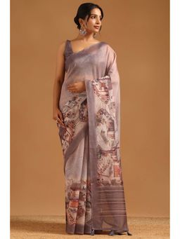 Soch - Womens Mauve Chanderi Saree with Unstitched Blouse