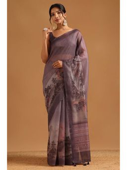 Soch - Womens Chanderi Saree with Unstitched Blouse