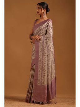 Soch - Womens Lavender Tussar Saree with Unstitched Blouse