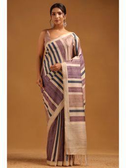 Soch - Womens Multi-Color Tussar Saree with Unstitched Blouse